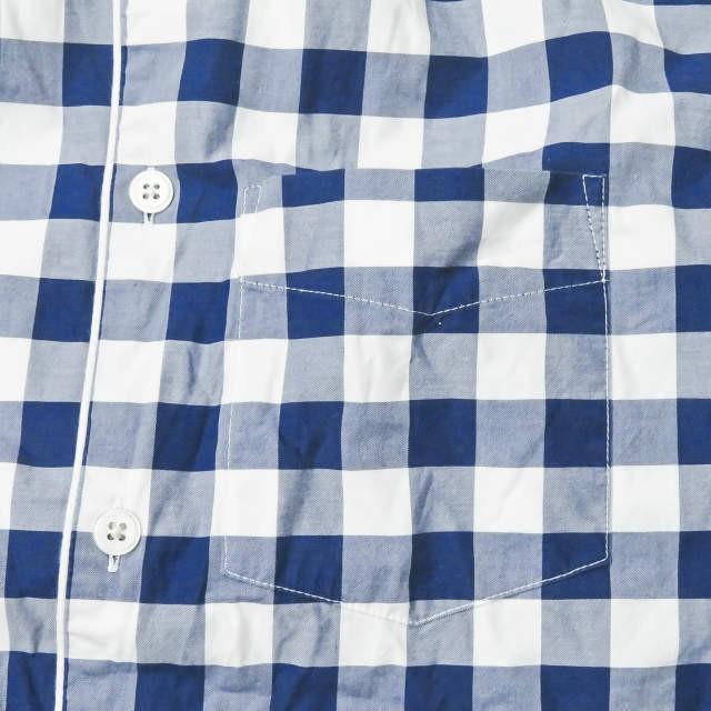 スリーピージョーンズ SLEEPY JONES ポーランド製 ブロックチェックパジャマシャツ  M ネイビー/ホワイト 半袖 ショートスリーブ ギンガムチェック トップス |  | 05