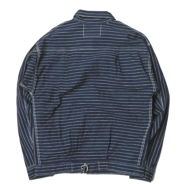 ヘラーズカフェ Heller's cafe 17AW 日本製 BEAMSオーダー会限定 インディゴストライプノンパレイルジャケット 38 インディゴ Gジャン デニム |  | 01