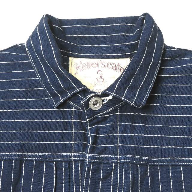 ヘラーズカフェ Heller's cafe 17AW 日本製 BEAMSオーダー会限定 インディゴストライプノンパレイルジャケット 38 インディゴ Gジャン デニム |  | 03