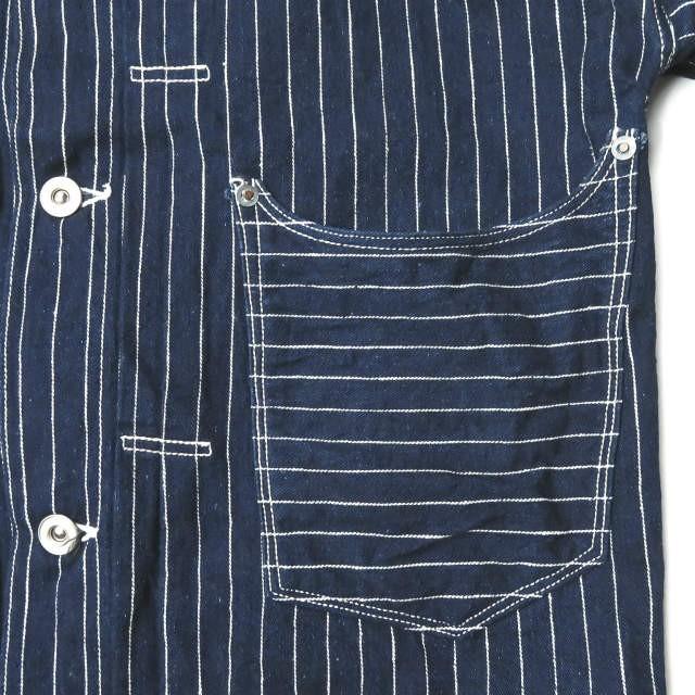 ヘラーズカフェ Heller's cafe 17AW 日本製 BEAMSオーダー会限定 インディゴストライプノンパレイルジャケット 38 インディゴ Gジャン デニム |  | 04