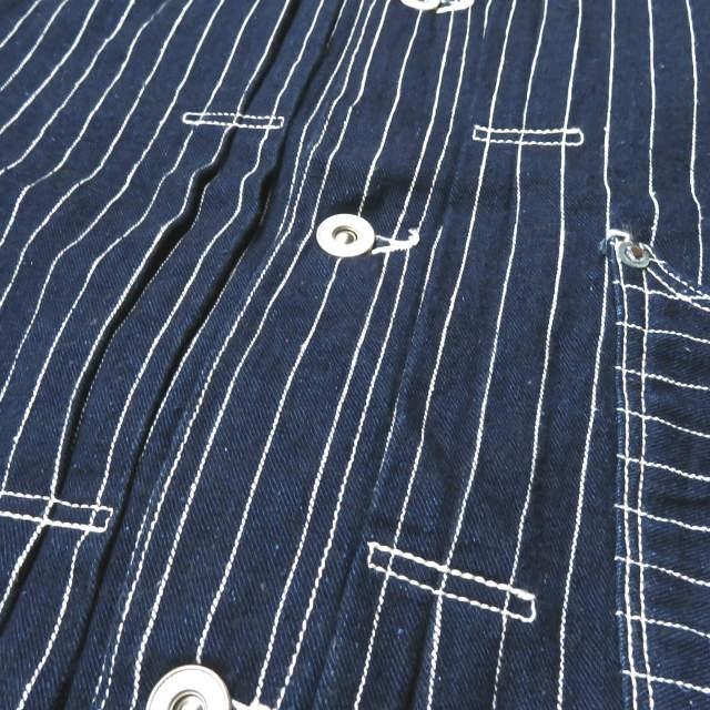 ヘラーズカフェ Heller's cafe 17AW 日本製 BEAMSオーダー会限定 インディゴストライプノンパレイルジャケット 38 インディゴ Gジャン デニム |  | 05