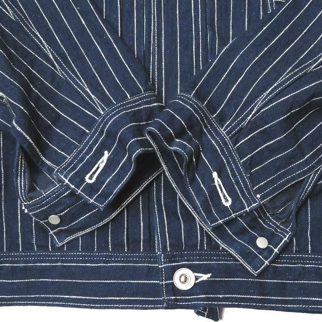 ヘラーズカフェ Heller's cafe 17AW 日本製 BEAMSオーダー会限定 インディゴストライプノンパレイルジャケット 38 インディゴ Gジャン デニム |  | 06