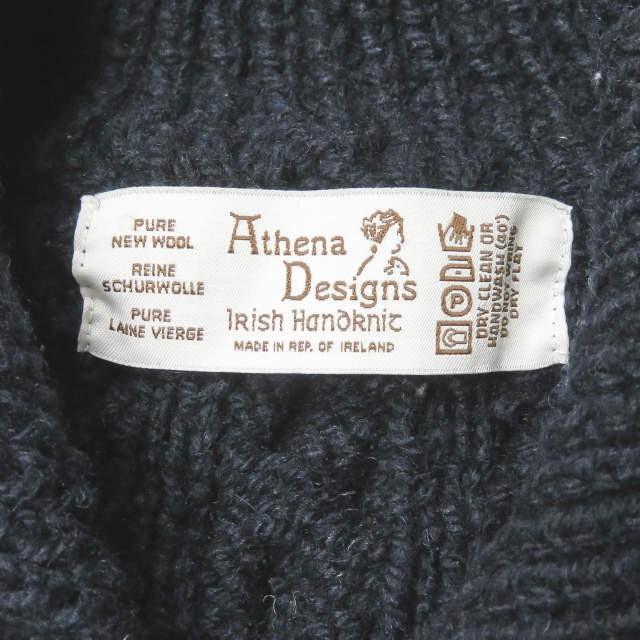 アテナデザイン Athena Designs アイルランド製 アランニットカーディガン 40 ネイビー ローゲージ ケーブル トップス |  | 02