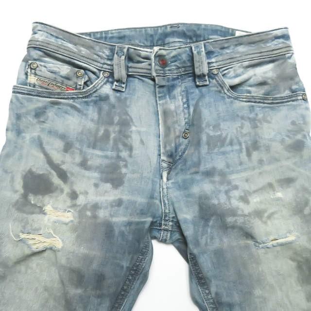 ディーゼル DIESEL イタリア製 THANAZ 0061E STRETCH ペイント加工 スキニーデニムパンツ 27 ブルー 5ポケット ジッパーフライ ボトムス |  | 03