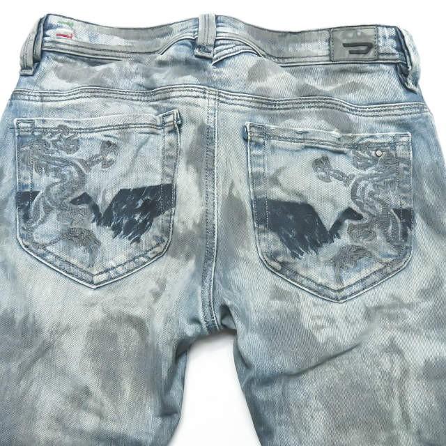 ディーゼル DIESEL イタリア製 THANAZ 0061E STRETCH ペイント加工 スキニーデニムパンツ 27 ブルー 5ポケット ジッパーフライ ボトムス |  | 09