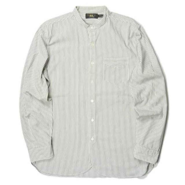 ダブルアールエル RRL STRIPE BAND-COLLAR SHIRT ストライプバンド 