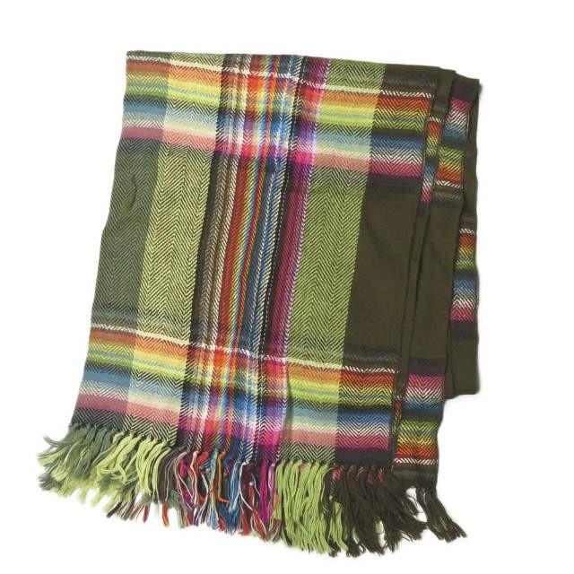 ザ イノウエブラザーズ The Inoue Brothers Multi Coloured Scarf Alpaca アルパカマルチカラースカーフ グリーン チェック マフラー 大判 Mc Loopヤフーショッピング店 通販 Yahoo ショッピング