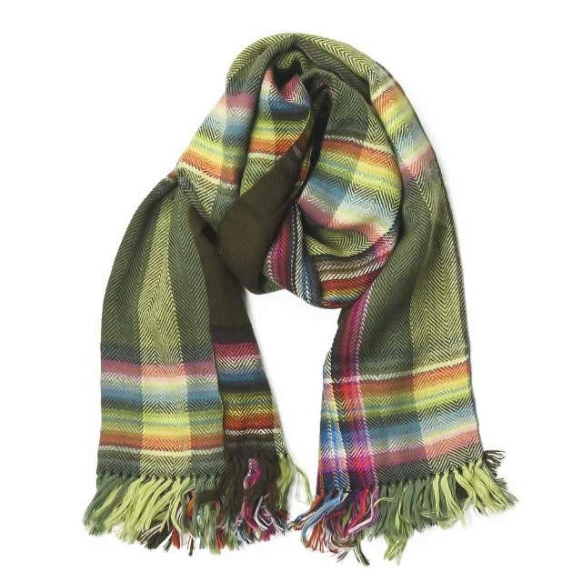 ザ イノウエブラザーズ The Inoue Brothers Multi Coloured Scarf Alpaca アルパカマルチカラースカーフ グリーン チェック マフラー 大判 Mc Loopヤフーショッピング店 通販 Yahoo ショッピング