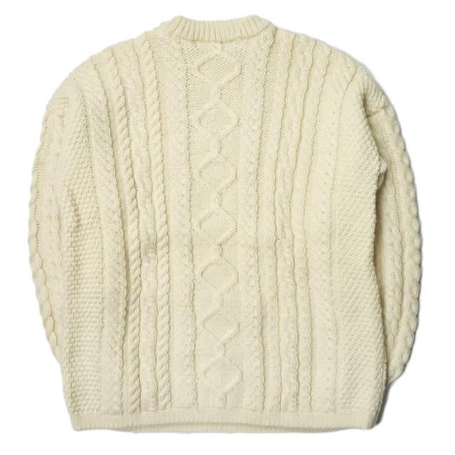 ガンジーウーレンズ GUERNSEY WOOLLENS イギリス製 アラン編み クルーネックニット L ベージュ セーター 長袖 トップス |  | 01