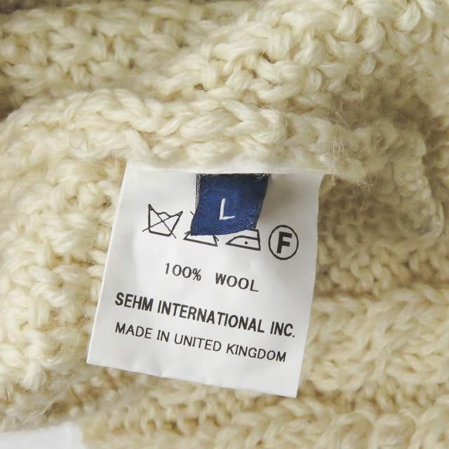 ガンジーウーレンズ GUERNSEY WOOLLENS イギリス製 アラン編み クルーネックニット L ベージュ セーター 長袖 トップス |  | 07