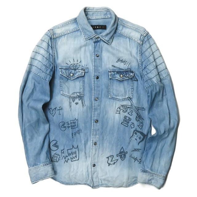 ロアー roar x DISKAH 17SS 別注 日本製 GRAFFITI PRINT DENIM SHIRT 