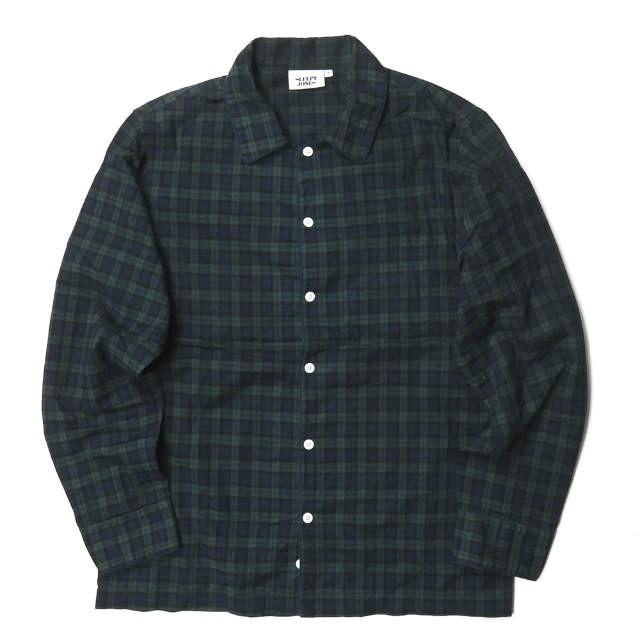 スリーピージョーンズ SLEEPY JONES henry pajama shirt ヘンリーパジャマシャツ M グリーン/ネイビー 長袖 ブラックウォッチ トップス | 