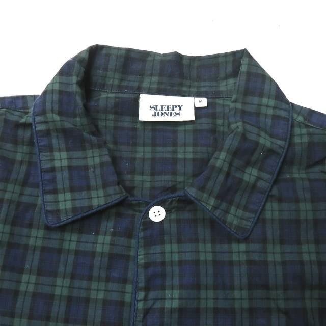 スリーピージョーンズ SLEEPY JONES henry pajama shirt ヘンリーパジャマシャツ M グリーン/ネイビー 長袖 ブラックウォッチ トップス |  | 03