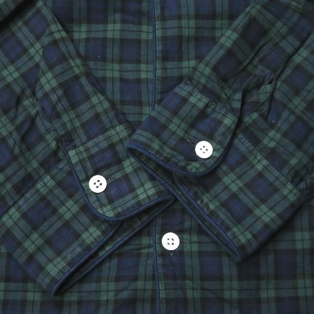 スリーピージョーンズ SLEEPY JONES henry pajama shirt ヘンリーパジャマシャツ M グリーン/ネイビー 長袖 ブラックウォッチ トップス |  | 06