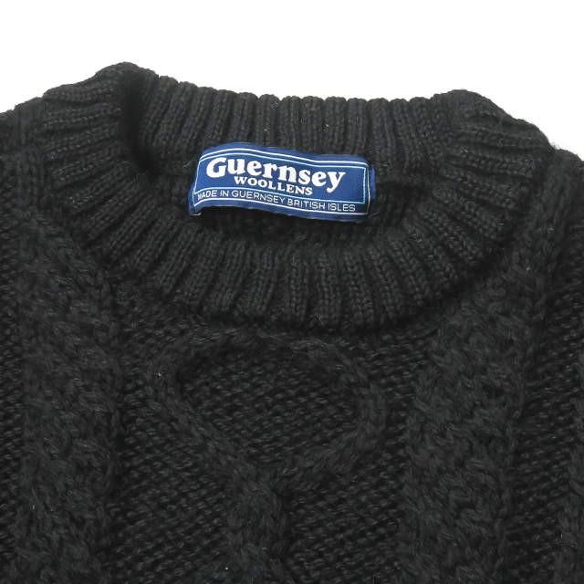 ガンジーウーレンズ GUERNSEY WOOLLENS 18AW イギリス製 Big Aran Crew ビッグアランクルーネックニット 44 ブラック セーター ケーブル フィッシャーマン |  | 03