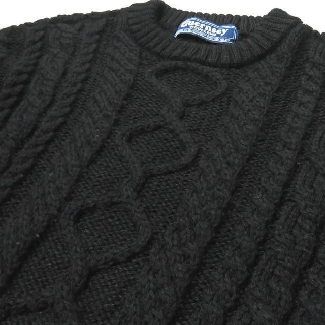 ガンジーウーレンズ GUERNSEY WOOLLENS 18AW イギリス製 Big Aran Crew ビッグアランクルーネックニット 44 ブラック セーター ケーブル フィッシャーマン |  | 04