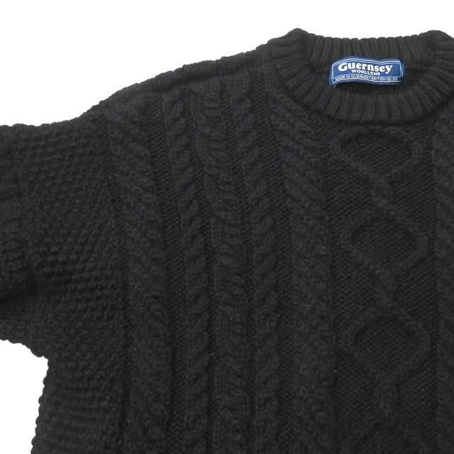 ガンジーウーレンズ GUERNSEY WOOLLENS 18AW イギリス製 Big Aran Crew ビッグアランクルーネックニット 44 ブラック セーター ケーブル フィッシャーマン |  | 05