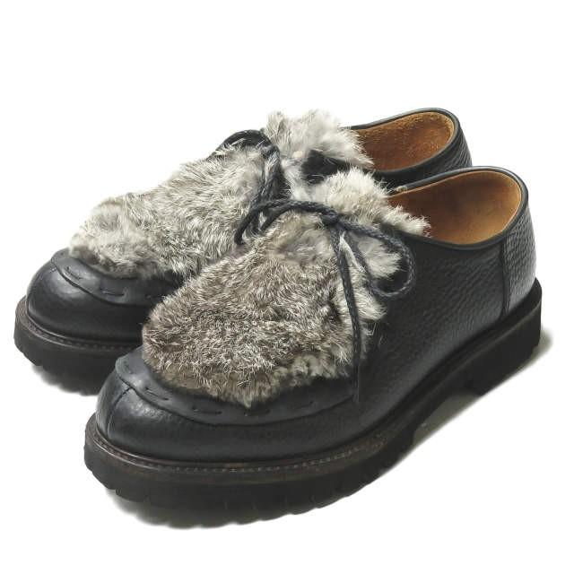 新品 Hender Scheme ラビットファー チロリアン レザー シューズ-