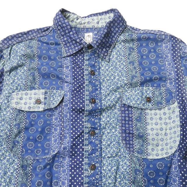 カトー KATO パッチワークプリントワークシャツ KS111027-210071 M ネイビー 長袖 小紋柄 フラワー ドット トップス |  | 04
