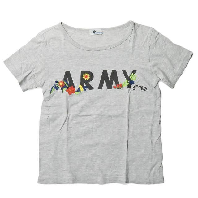 ミラコ miraco 日本製 ARMY OF ME プリントTシャツ フリー グレー 半袖 刺繍 レディース トップス | 