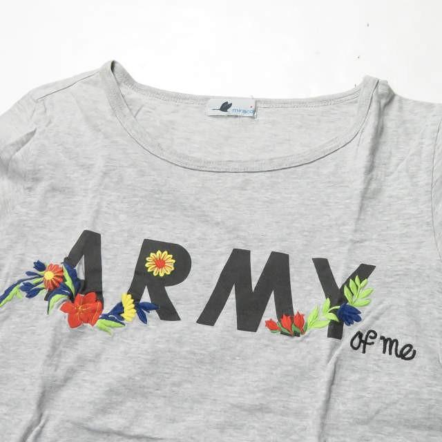 ミラコ miraco 日本製 ARMY OF ME プリントTシャツ フリー グレー 半袖 刺繍 レディース トップス |  | 04