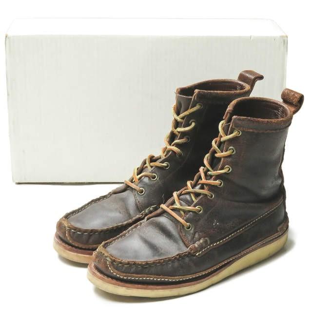 ユケテン YUKETEN アメリカ製 MAINE GUIDE BOOTS DB 7ホールレースアップブーツ US8.5D(26.5cm) ダークブラウン メインガイド シューズ | 