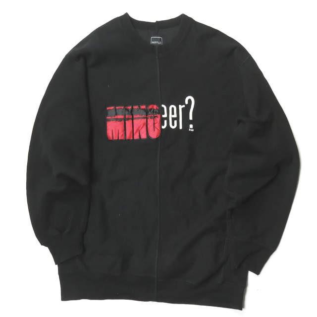ウィッフル WIFFLE 20SS リメイククルーネックスウェット 20SWFREL001 フリー ブラック トレーナー 長袖 プルオーバー トップス | 