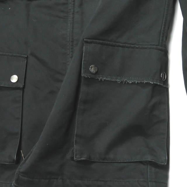 RADICAL ブラック ミリタリージャケット mj10495- Synthetic Leather Military Stand Collar Oversized