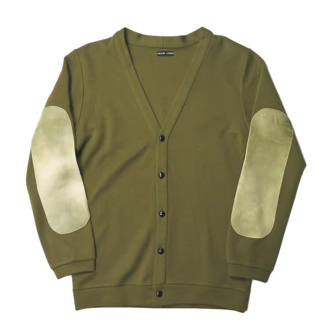 フランクリーダー FRANK LEDER ドイツ製 WOOL JERSEY アームパッチカーディガン 0527073 XS カーキ ウールジャージー ディアスキン トップス | 