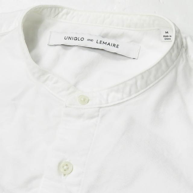 ルメール ユニクロ LEMAIRE x UNIQLO 別注 オックスフォードスタンドカラープルオーバーシャツ 331-168969 M ホワイト  UNIQLO AND LEMAIRE ノーカラー