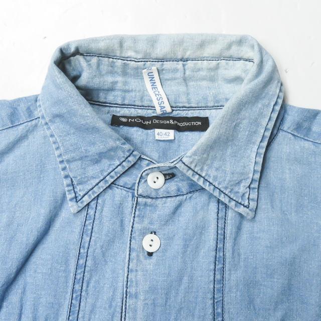 ネセサリーオアアンネセサリー Necessary or unnecessary 日本製 コットンリネン シャンブレーショートスリーブシャツ 90011160 L ブルー NOUN マンボラマ |  | 02
