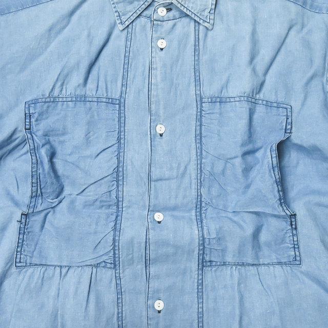 ネセサリーオアアンネセサリー Necessary or unnecessary 日本製 コットンリネン シャンブレーショートスリーブシャツ 90011160 L ブルー NOUN マンボラマ |  | 04