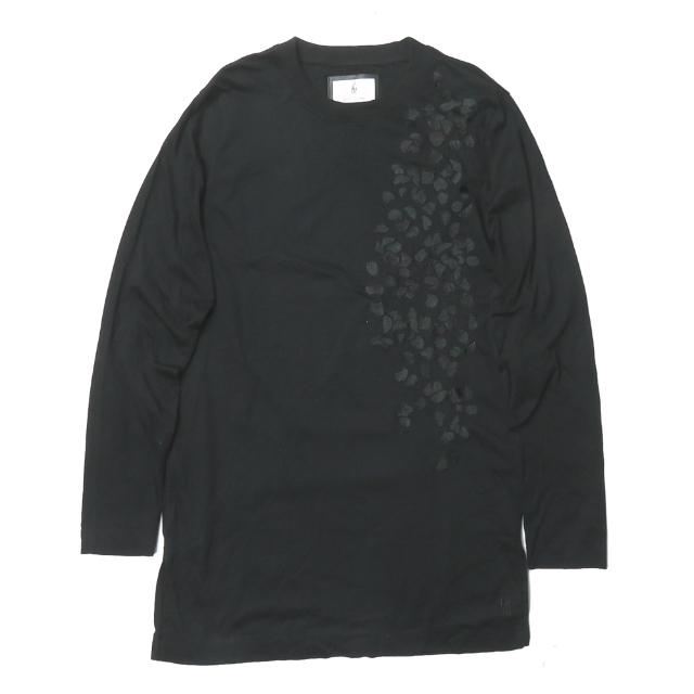 フィット ミハラヤスヒロ FIT MIHARA YASUHIRO 日本製 Embroidered Long T-shirt 刺繍ロング丈Tシャツ F01LT101 46 ブラック 長袖 トップス | 