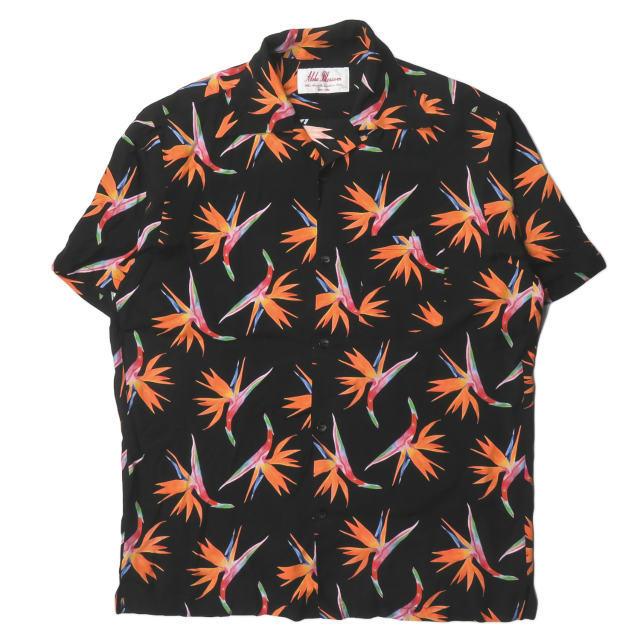 驚きの値段で レーヨンアロハシャツ Paradise Of Birds 日本製 ss Blossom Aloha アロハブロッサム Blossom 0922qwe Aloha Ab トップス 総柄 極楽鳥花 半袖 ブラック 44 シャツ カジュアルシャツ