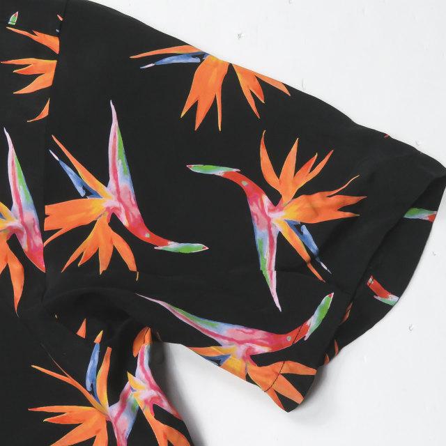 アロハブロッサム Aloha Blossom 20SS 日本製 BIRDS OF PARADISE レーヨンアロハシャツ AB-0017010101 44 ブラック 半袖 極楽鳥花 総柄 トップス |  | 05