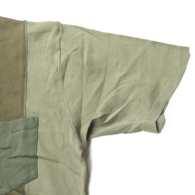 インク ink 日本製 Switching Pocket T-Shirts ”Loose Tee” リメイクポケットルーズTシャツ フリー オリーブ 解体 再構築 トップス |  | 05