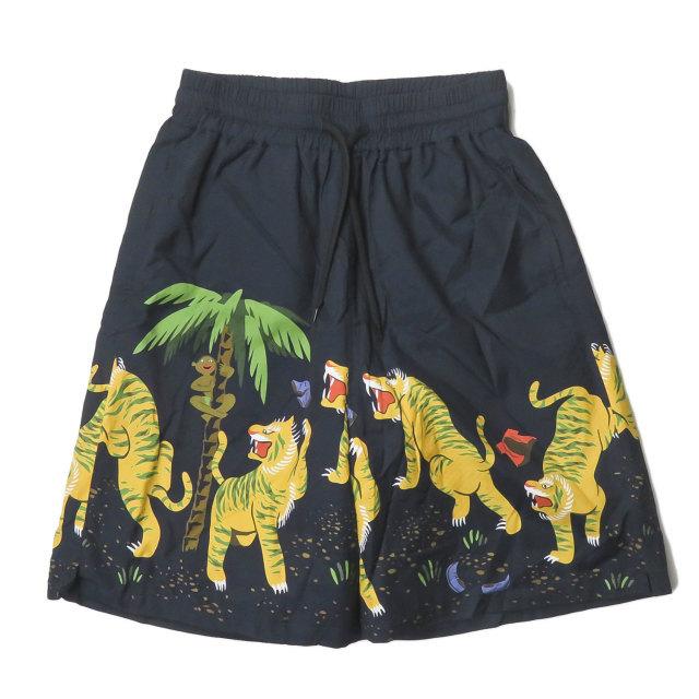 インク ink 日本製 LITTLE BLACK CHILDREN SHORTS タイガープリントイージーワイドショーツ M ネイビー ショートパンツ kurry ボトムス | 