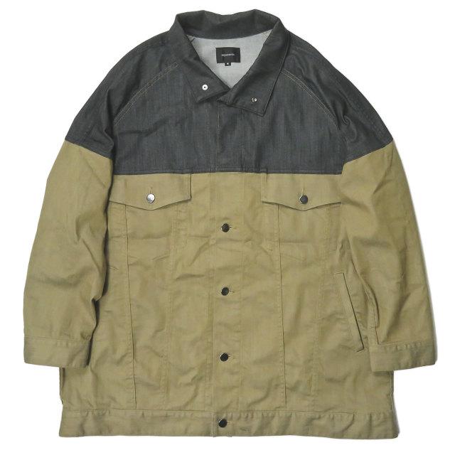 supernova. スーパーノヴァ Big Jean Track Coat - Tencel Denim バイカラー オーバーサイズデニムジャケット S インディゴ/カーキ mc64441 | 