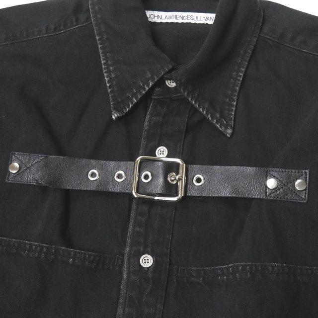 ジョンローレンスサリバン JOHN LAWRENCE SULLIVAN 20AW FRONT SIDE BELTED DENIM SHIRT  フロントサイドベルトデニムシャツ 3B005-0220-35 46 ブラック