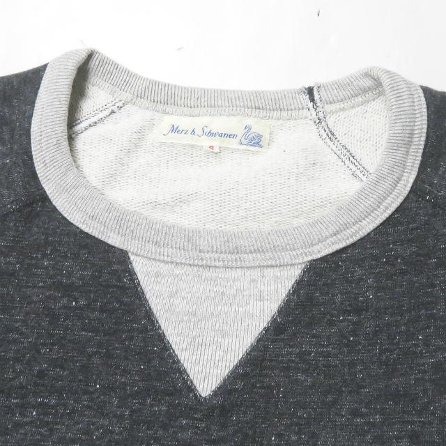 メルツベーシュヴァーネン Merz b.Schwanen ドイツ製 H/S CREW SWEAT ハーフスリーブクルーネックスウェット 8073021132 6 チャコール トレーナー |  | 03