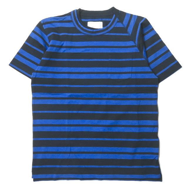 サカイ sacai 日本製 ボーダーポケットTシャツ 19-01966M 3 ネイビー 