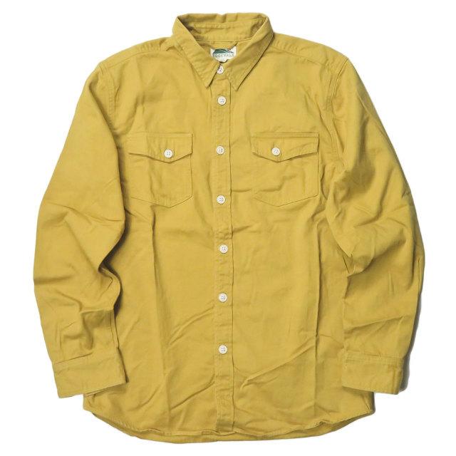 EDGEVALE アメリカ製 コットンツイルダブルポケットワークシャツ L マスタード 長袖 USA トップス mc65558LOOP