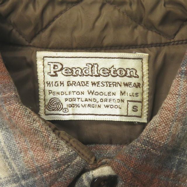 Pendleton ペンドルトン　ウールジャケットウエスタン白タグ　ビンテージ ビンテージ70's○PENDLETON白タグチェックウールウエスタン