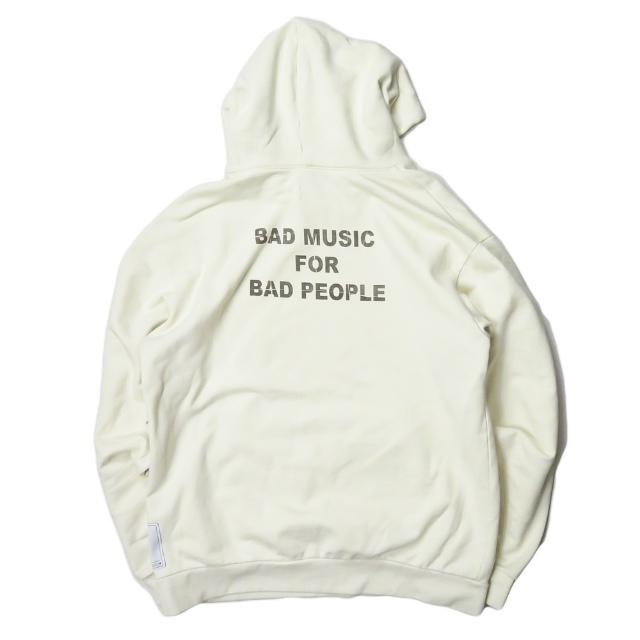 Mr.Saturday ミスターサタデー 20AW BAD MUSIC FOR BAD PEOPLE HOODIE バックプリント スウェットプルオーバーパーカー L ベージュ mc66442 |  | 01