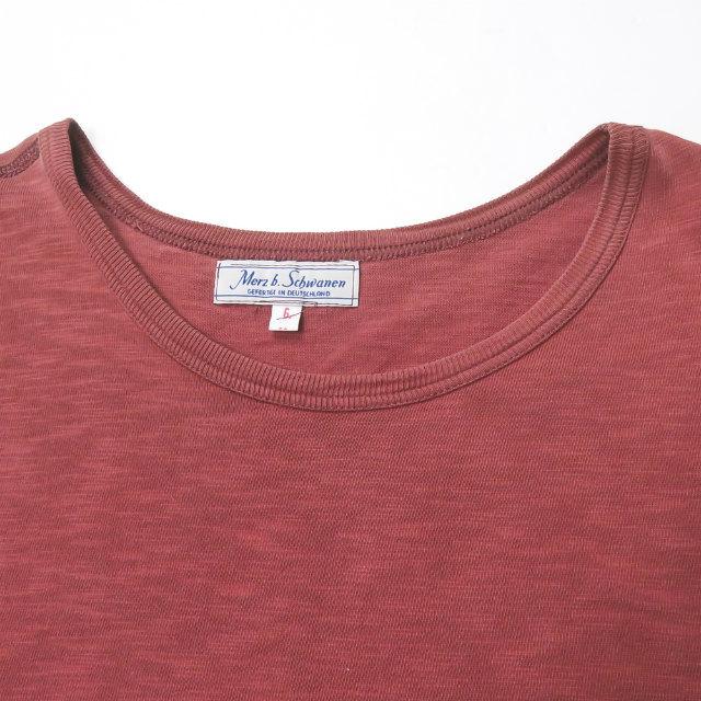 メルツベーシュヴァーネン Merz b.Schwanen ドイツ製 ソリッドクルーネックTシャツ 6 ボルドー コットン トップス |  | 02