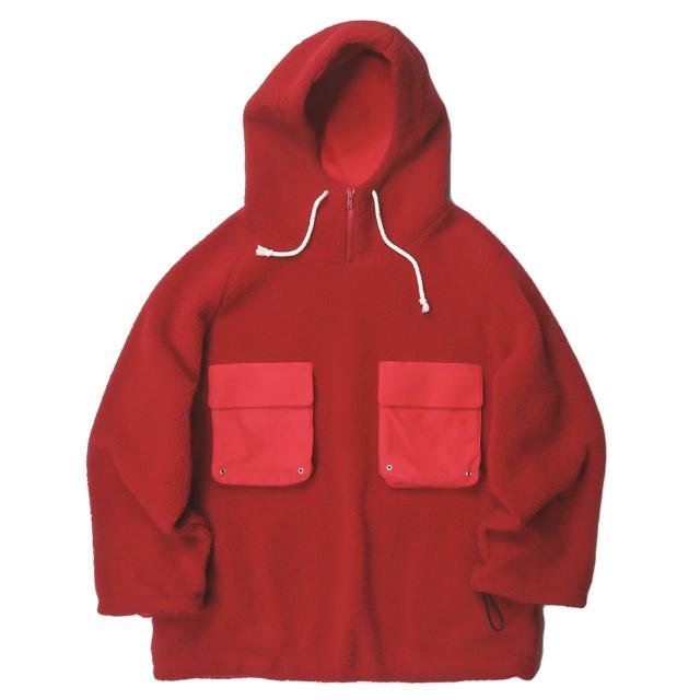 ザ ナーディーズ THE NERDYS 日本製 FLEECE p/o parka フリースプルオーバーパーカー TF7C04 S レッド トップス | 