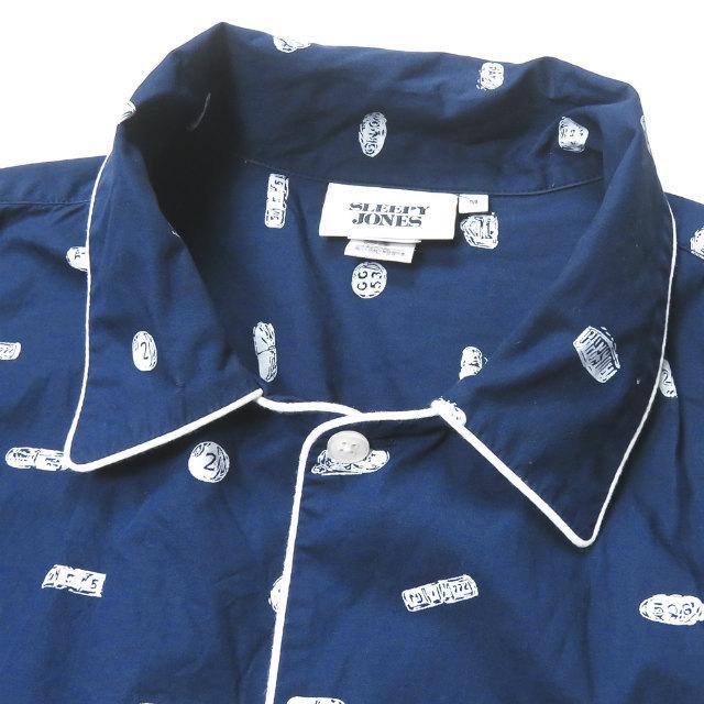 スリーピージョーンズ SLEEPY JONES ポーランド製 PILLS パイピング パジャマシャツ 11-11-1345-477 M ネイビー 長袖 コットン 総柄 トップス |  | 03