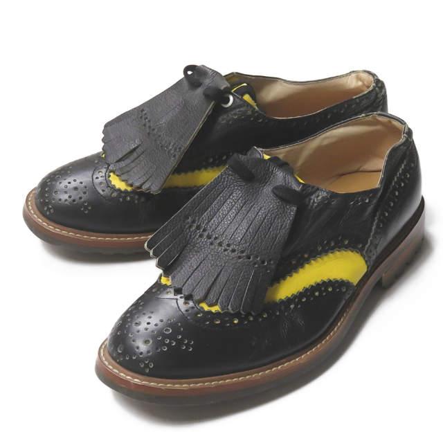 foot the coacher フットザコーチャー キルトタッセル バイカラーウイングチップ 826 41(26cm) ブラック 革靴 コンビ シューズ mc67040 | 