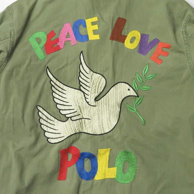 ポロ・ラルフローレン POLO RALPH LAUREN 20AW Peace Love Polo Overshirt ピースラブポロ オーバーシャツ  M オリーブ 刺繍 ミリタリー ジャケット