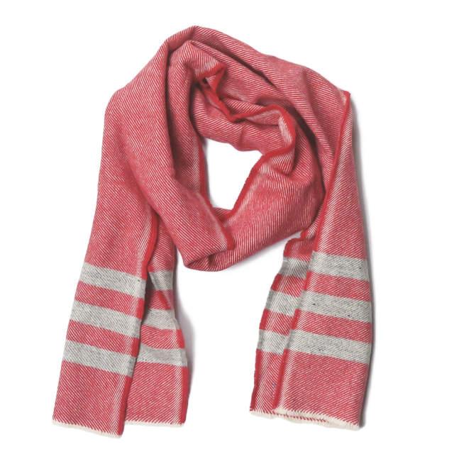 Faribault Woolen Mill ファリボルト ウーレンミル TRAPPER SCARF ウールボーダーマフラー レッド/グレー ストール mc67082 |  | 01